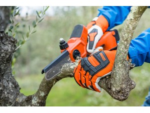 Manusi anti-taiere din piele, pentru drujba, portocaliu